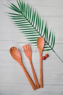 Set 3 muỗng gỗ xào nấu cán dài