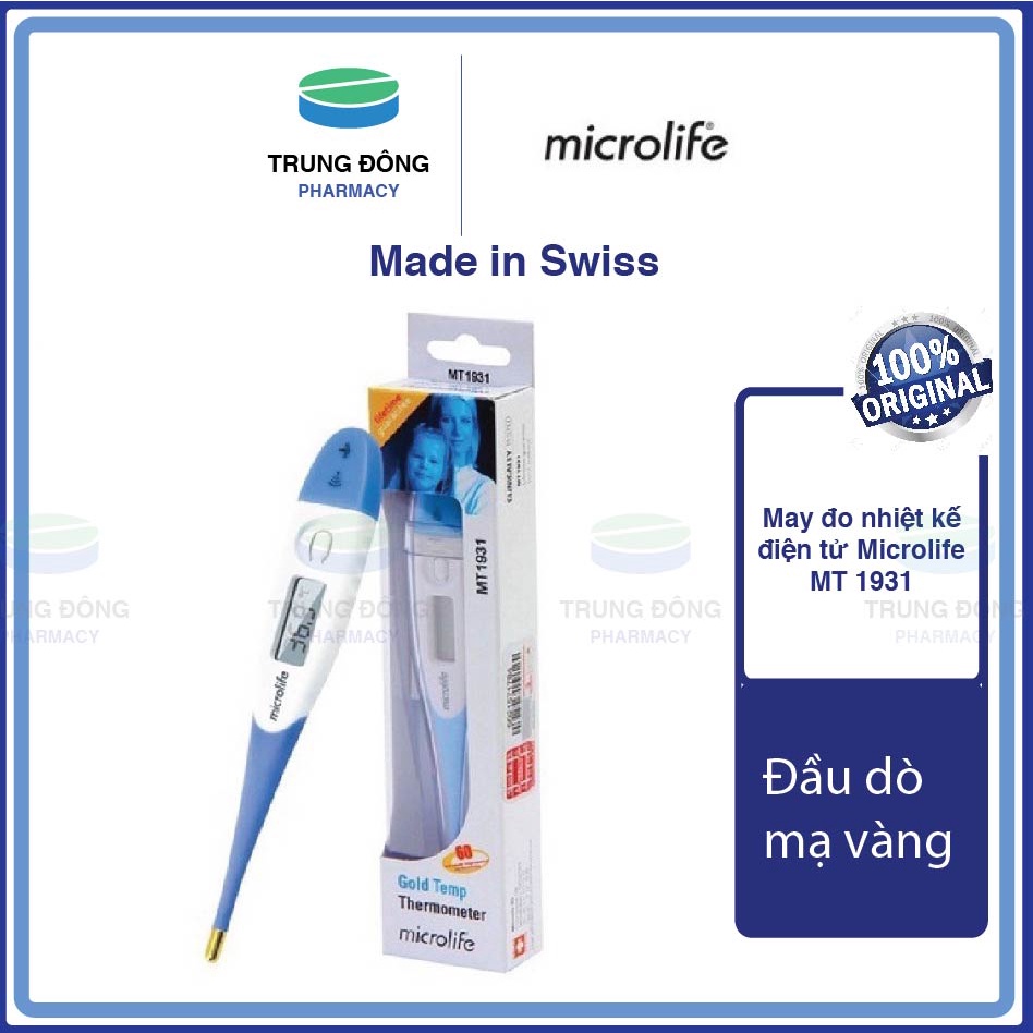 Máy đo nhiệt kế điện tử Microlife MT 200 Thụy Sỹ, kiểm tra nhiệt độ sốt cơ thể người lớn, trẻ em - Trung Đông Pharmacy