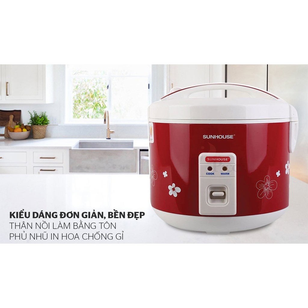 Nồi Cơm Điện Cao Cấp SUNHOUSE SHD8601 - Dung Tích 1.8L Cho 3-6 Người Ăn