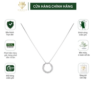Dây chuyền nữ bạc 925 AROCH Jewelry mặt đá trắng sang trọng A057