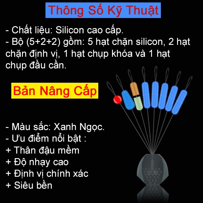 Hạt chặn phao Silicon bản Nâng cấp (5+2+2) hạt chặn phao câu đài cao cấp PK-01