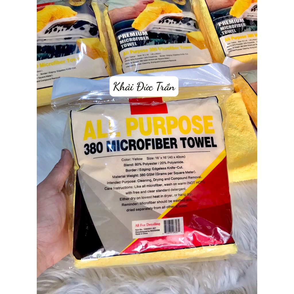 KHĂN LAU ĐA DỤNG CAO CẤP: LAU WAX, SƠN, NỘI THẤT KHÔNG VIỀN MICROFIBER MAXSHINE BẢO VỆ SƠN  40CM X 40CM