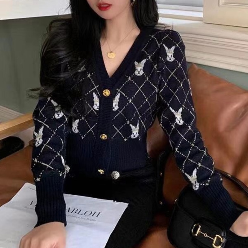 Áo sweater cổ chữ V tay dài trẻ trung cho nữ