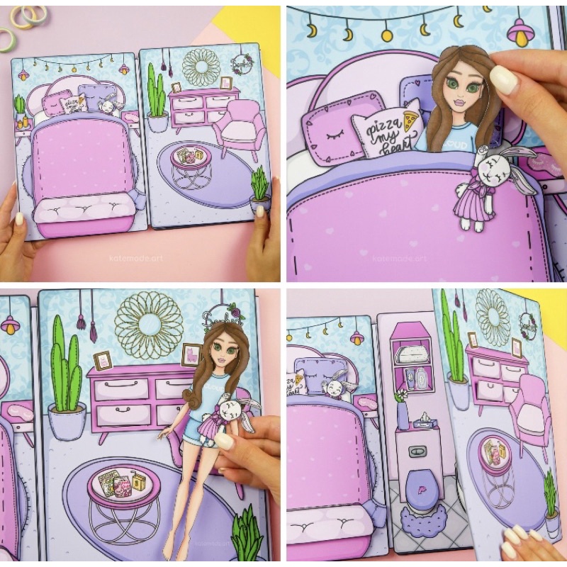 NGÔI NHÀ BÚP BÊ GIẤY - NGÔI NHÀ MÀU HỒNG