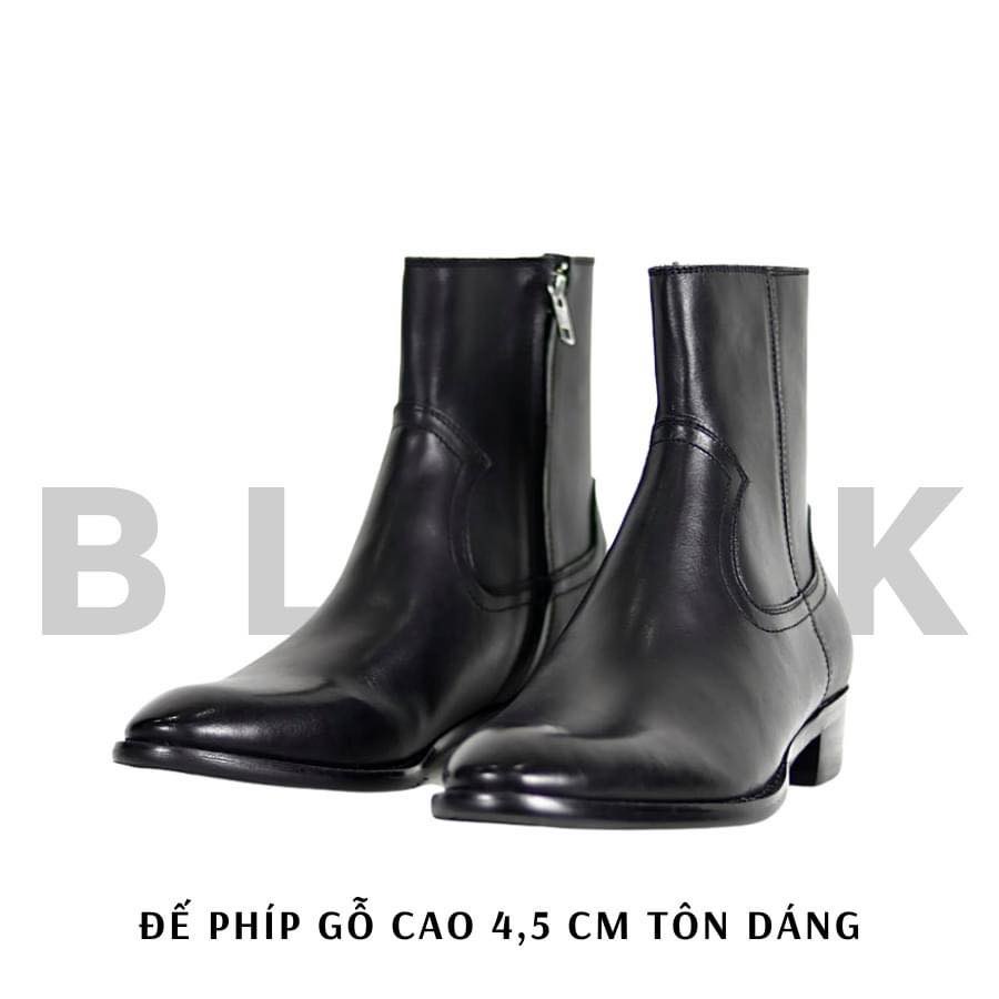 Giầy Boots khóa kéo chất liệu da bò thời trang