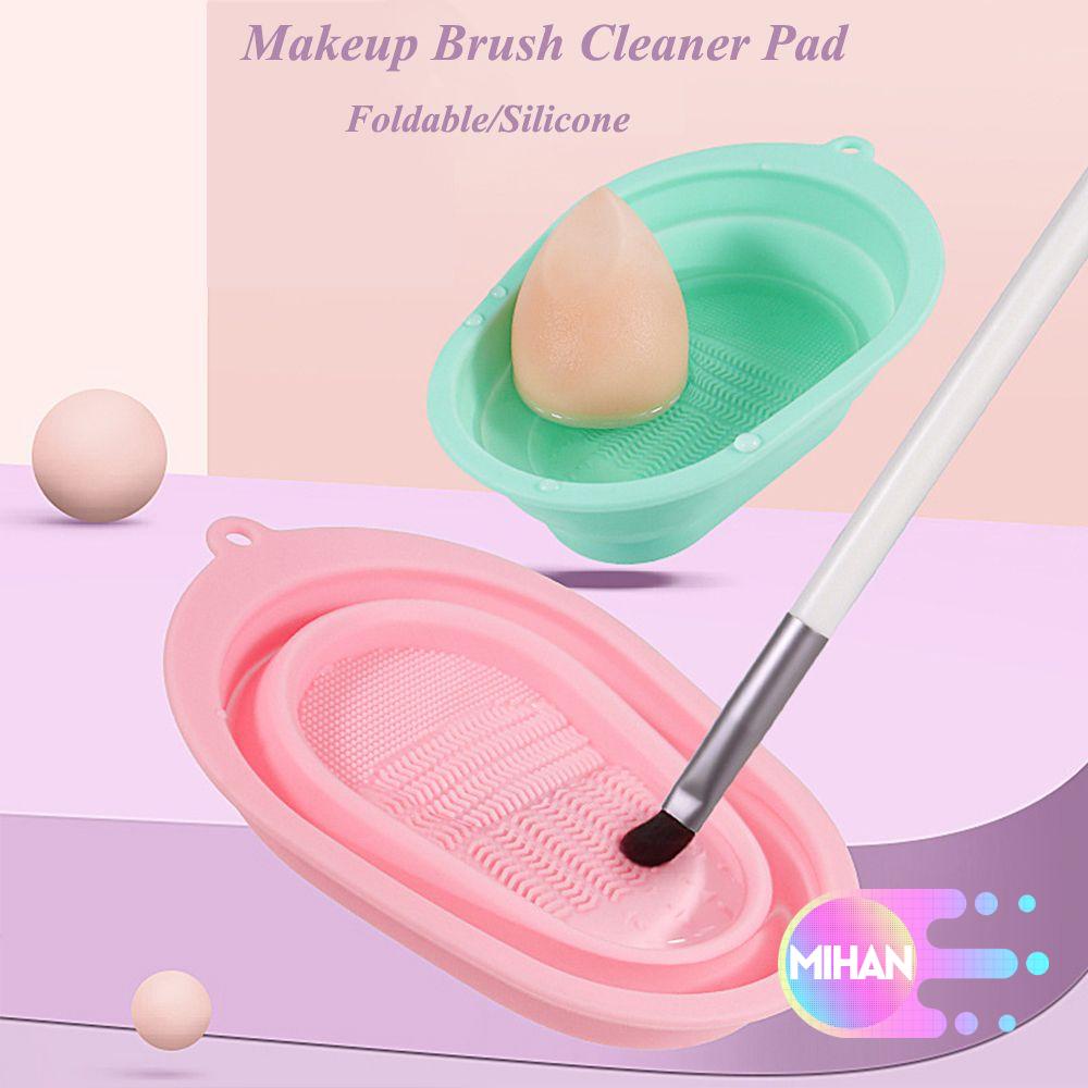 [Hàng mới về] Miếng lót hỗ trợ vệ sinh cọ trang điểm làm từ silicon có thể gập lại với nhiều màu tùy chọn tiện lợi