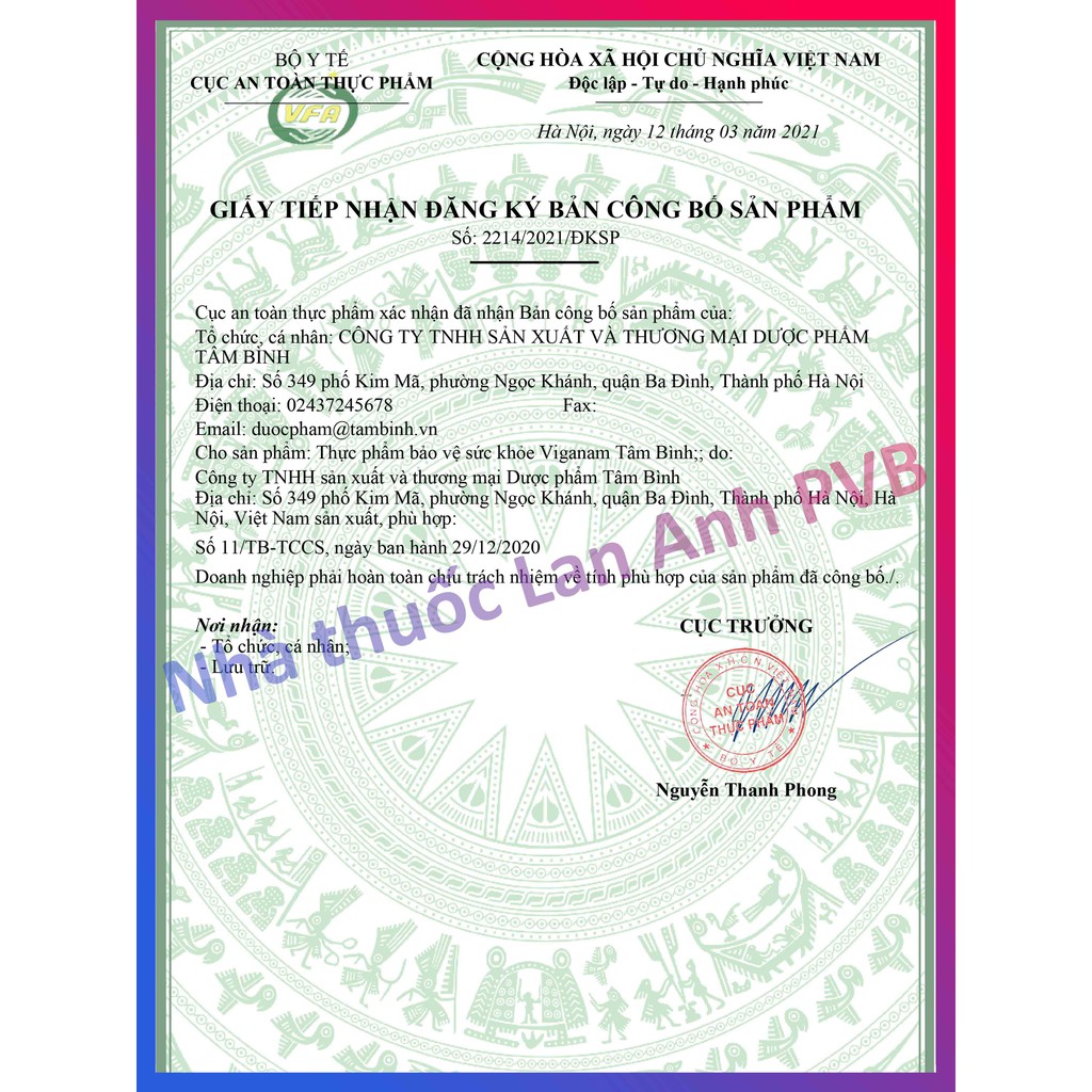 VIGANAM TÂM BÌNH - Hỗ trợ tăng cường sinh lực nam giới.