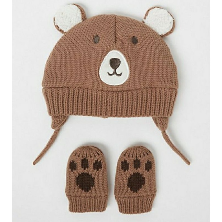 Set mũ kèm găng tay len cho bé size 6/12m 12/18m G.eorge A.uth