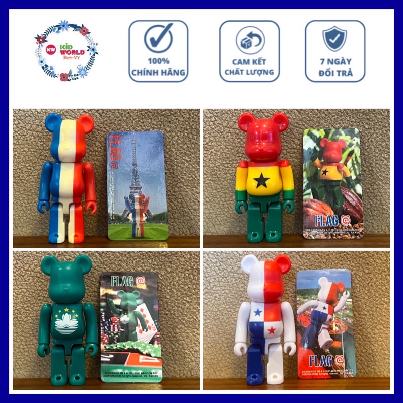 Chú gấu "bụng phệ" Bearbrick Flag 100%, có card. MS: 002.