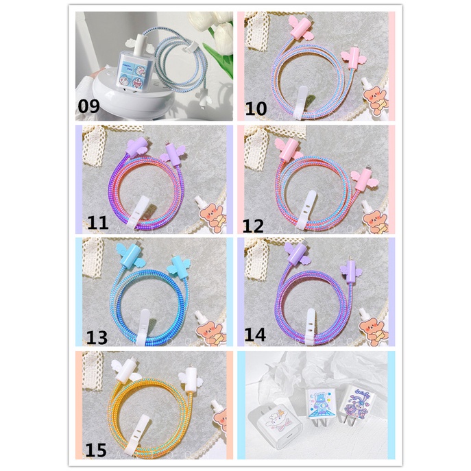 Vỏ bọc bảo vệ đầu dây cáp sạc họa tiết hoạt hình dễ thương thích hợp cho iPhone 18/20W