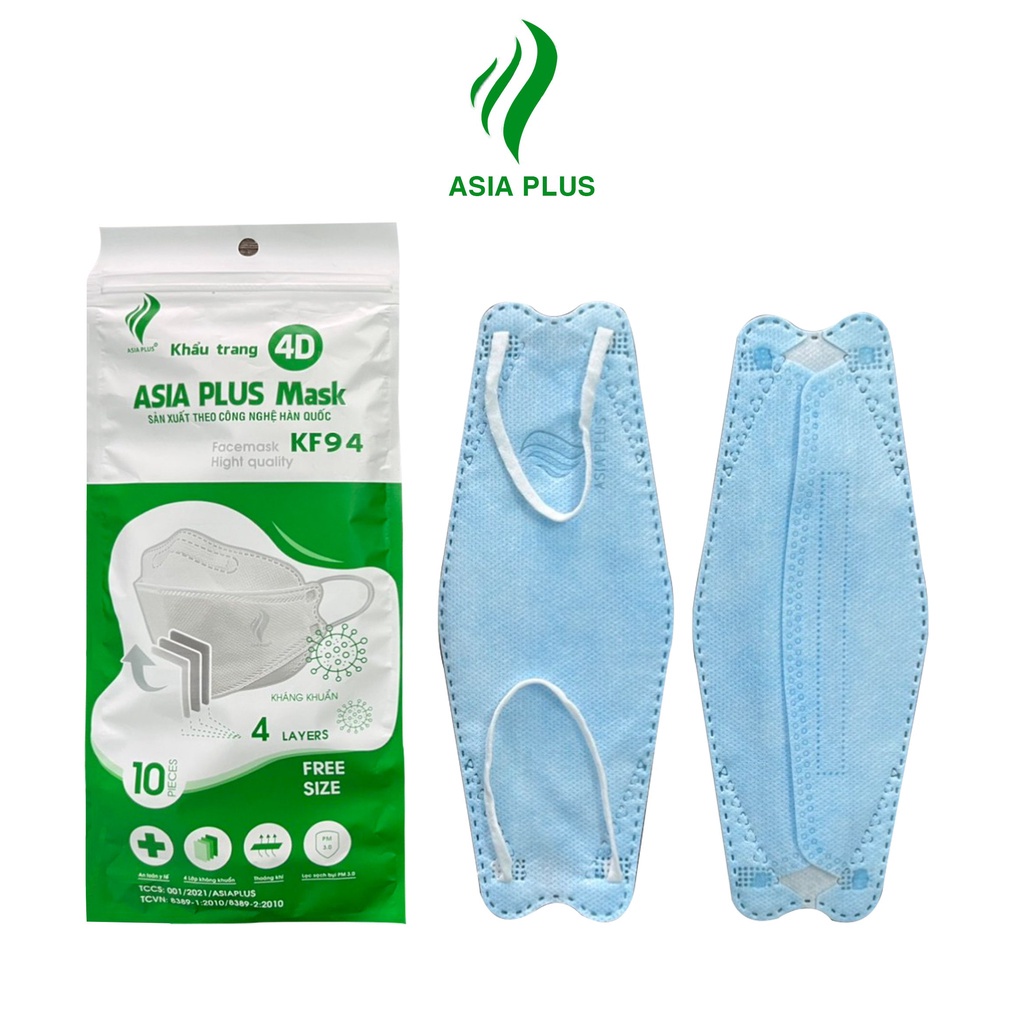 Khẩu trang KF94 ASIA PLUS 4D Combo 5 túi