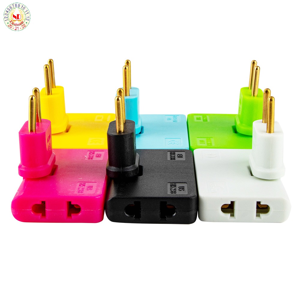 Phích Cắm Xoay 180 Độ Chân Tròn, Phích Cắm Chia 3 Ổ Chân Tròn HK338