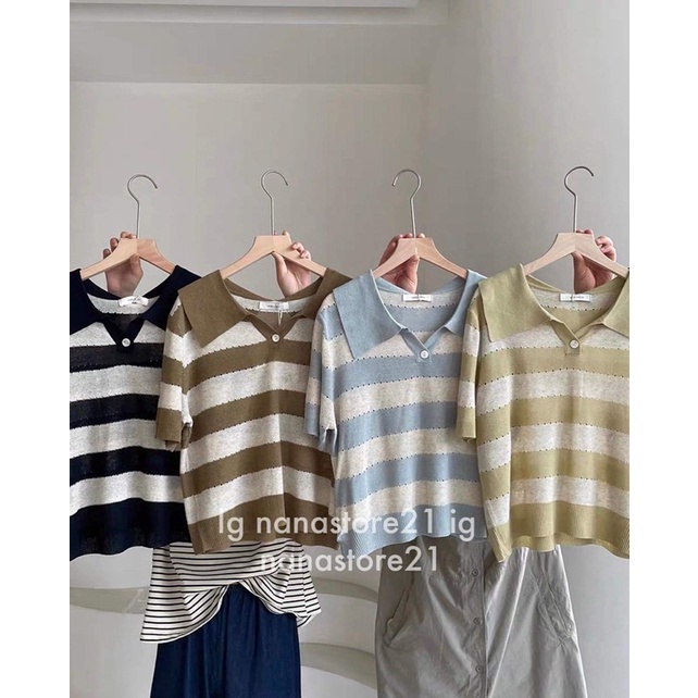 Áo polo kẻ nhiều màu Nana21 Nana21store