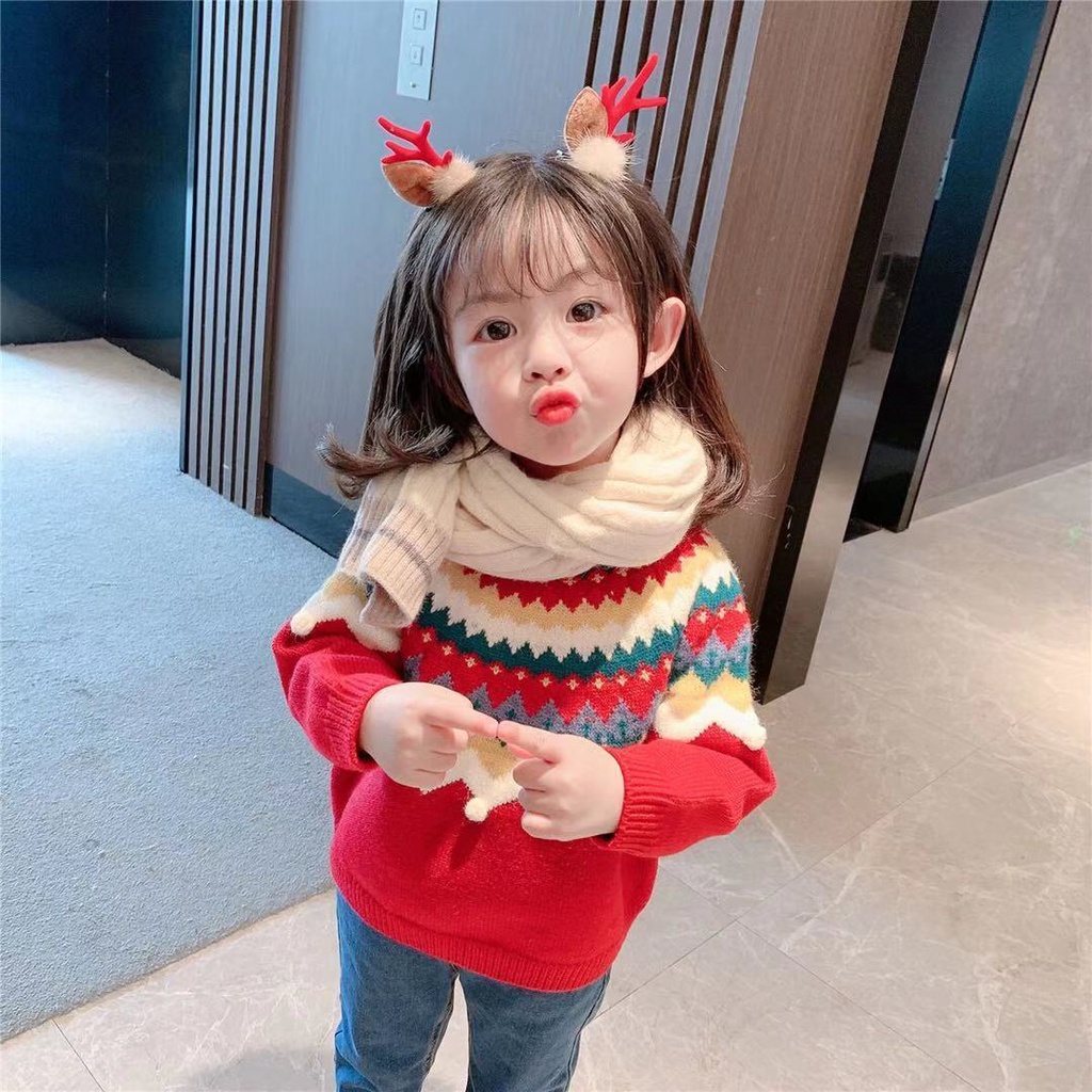 Áo len tay dài xinh xắn dành cho bé gái tùy chọn màu sắc