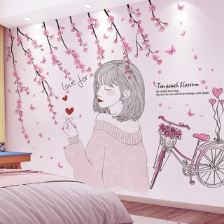 Giấy Dán Tường Tự Dính Phòng Ngủ Cô Gái Trái Tim Phòng Đầu Giường Sửa Đổi Trang Trí Giấy Dán Tường Tự Dính Nền Dán Tường