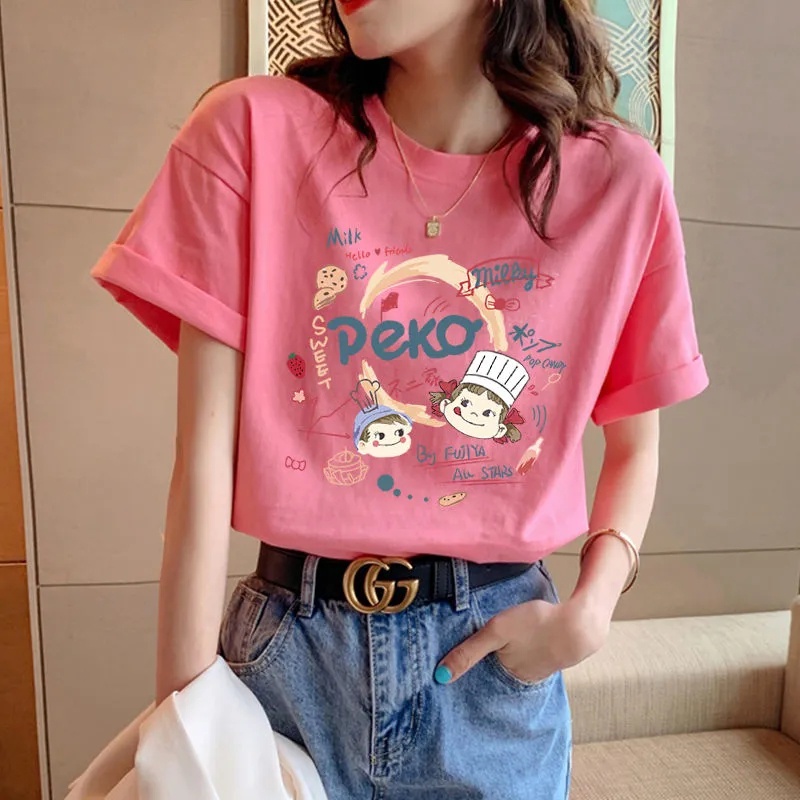 Korean version of loose fashion print trend short-sleeved T-shirt woman