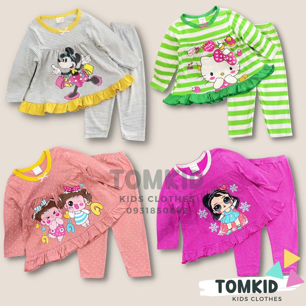 Đồ ngủ cho bé gái, đồ bộ dài tay bé gái BabyDoll chất cotton Borip chính phẩm mềm mịn không nhão vải 09-23kg Tomkids
