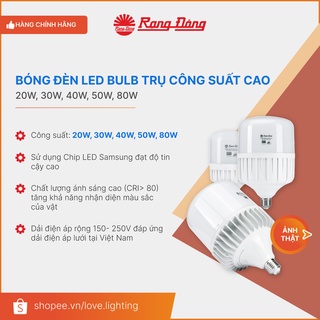 (RẠNG ĐÔNG) Bóng LED trụ siêu sáng công suất 20w - 30w - 40w - 50w - 80w (Chính hãng) Bảo hành 2 năm