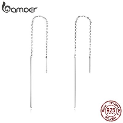 Bông Tai bạc 925 Dáng Dài Hình bamoer Đơn Giản Thời Trang Cho Nữ sce490