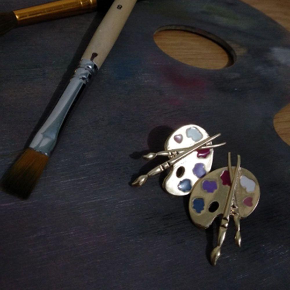 Fallforbeauty Khuyên Tai Hình Bảng Vẽ Trừu Tượng Thời Trang Cá Tính