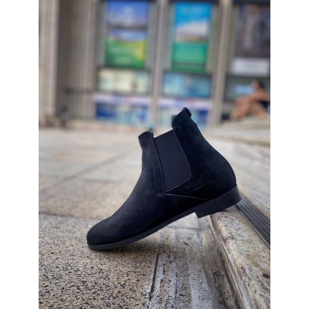 Giày chelsea boot cổ cao mõm nhọn da bò lộn (2H - 56)