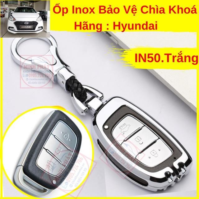Vỏ Ốp Inox Bảo Vệ Chìa Khoá xe Ô Tô Hyundai i10 Santafe i20 Sonata