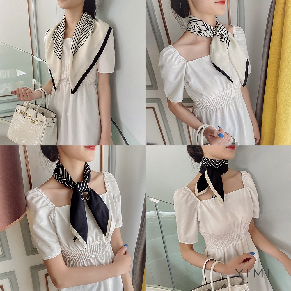 💞Yimi💞 Khăn Lụa Satin Vuông Nhỏ Xinh Thanh Lịch Thời Trang Retro Cho Nữ