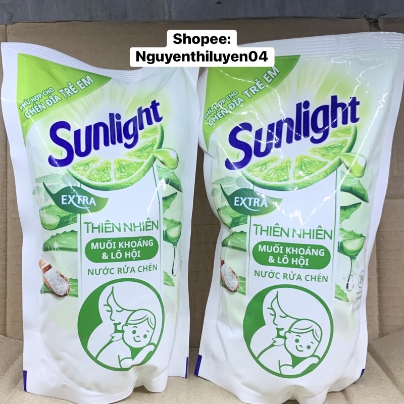 TÚI NƯỚC RỬA CHÉN BÁT SUNLIGHT 550g THIÊN NHIÊN MUỐI KHOÁNG phù hợp cho chén đĩa trẻ em