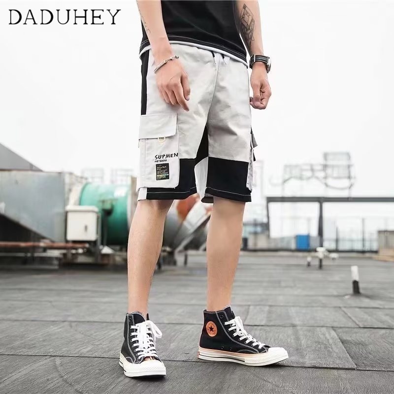 DaDuHey Summer Japanese Color Matching Functional Workwear Shorts Men's plus Size Loose Casual Fashion Brand Sports Shorts