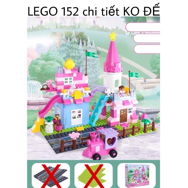 (HÀNG SẴN)bộ Lắp Ráp Lego Duplo Lâu Đài Công Chúa 240chi tiết+ 6 đê +kèm thùng  nhựa đựng -3538