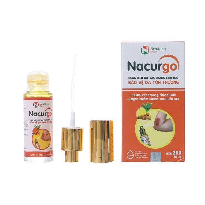 Nacurgo - Băng Vết Thương Dạng Xịt Giúp Mau Lành Vết Thương (Chai 30ml)