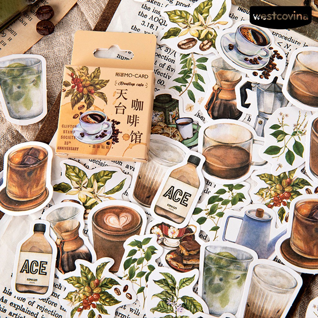 Set 46 miếng dán trang trí tập ảnh/nhật ký tự dính DIY