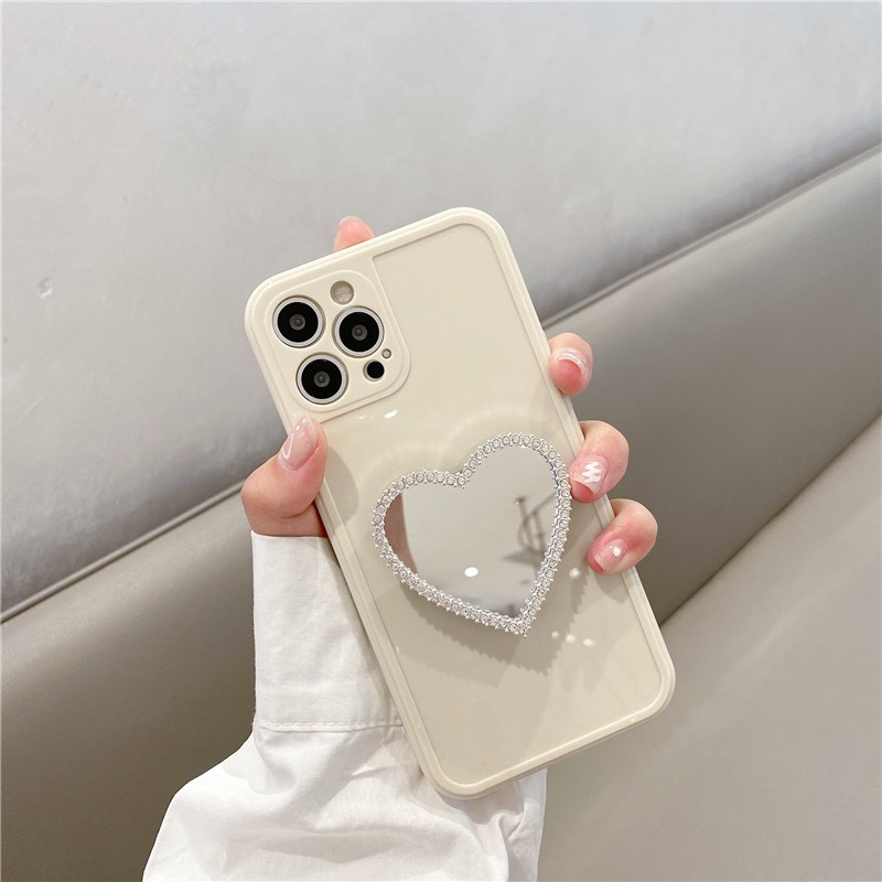 Ốp điện thoại mềm màu trắng có giá đỡ tráng gương thích hợp cho Iphone 12 Pro Max 11 Pro Max Xs Max Xr X 7 8 Plus 7 Plus
