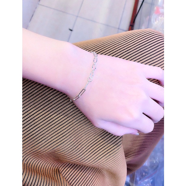 Lắc tay nữ nam cá tính bạc ta mắt xích vuông