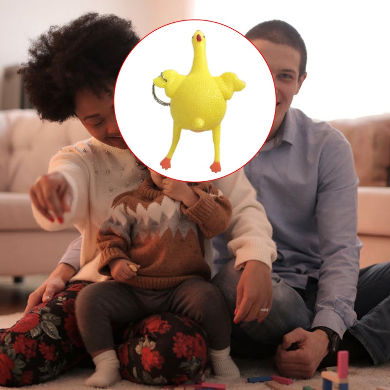 Móc Khóa Hình Chú Gà Đàn Hồi Dễ Thương