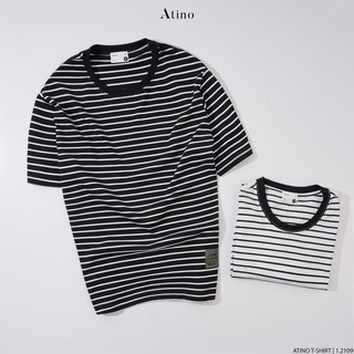Áo Thun Nam kẻ sọc ngang cổ tròn ATINO vải Cotton co giãn thoáng mát trẻ trung form regular AP1.2109