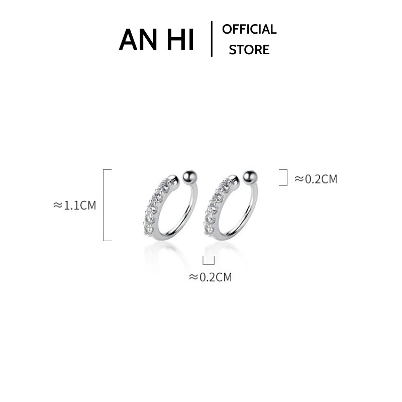 Khuyên Tai Bạc Kẹp Vành AN HI Ear Cuff C Đính Đá EC001