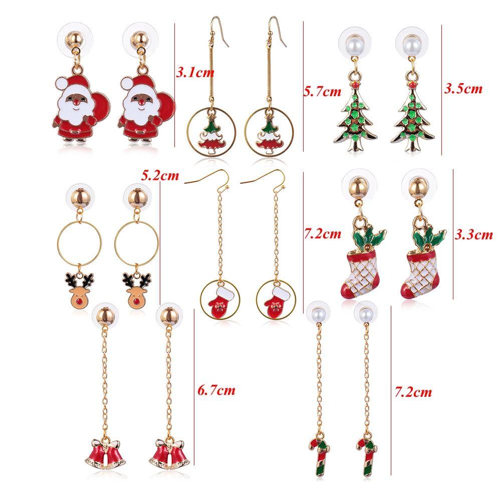 1 Đôi Khuyên Tai Móc Xỏ Lỗ Họa Tiết Giáng Sinh