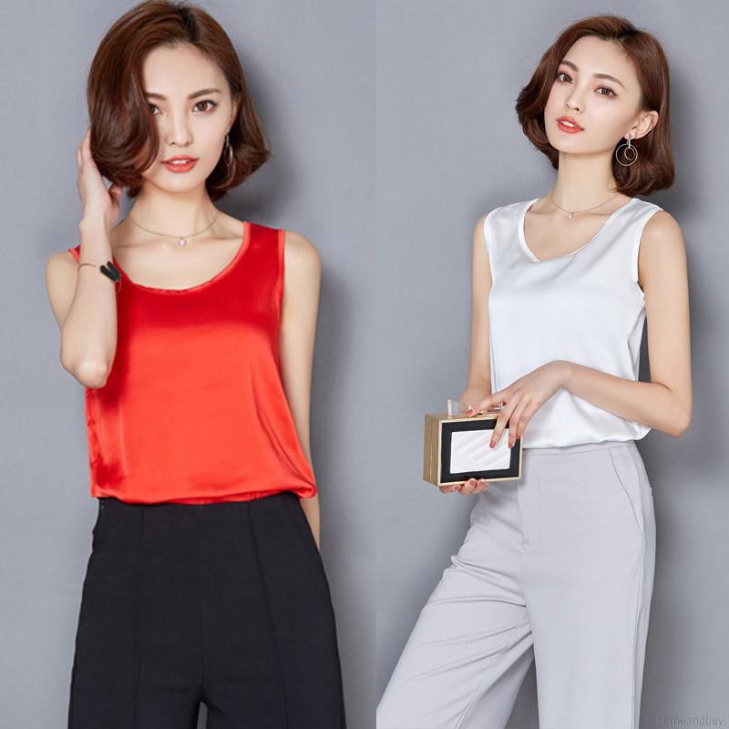 Áo Lụa Không Tay Màu Trơn Thời Trang Cho Nữ | BigBuy360 - bigbuy360.vn