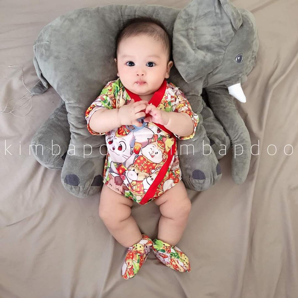 Bộ Bodysuit Yukata Tết Hình Chuột 12 Con Giáp - Mihababy - YU_CHUOTGIAP