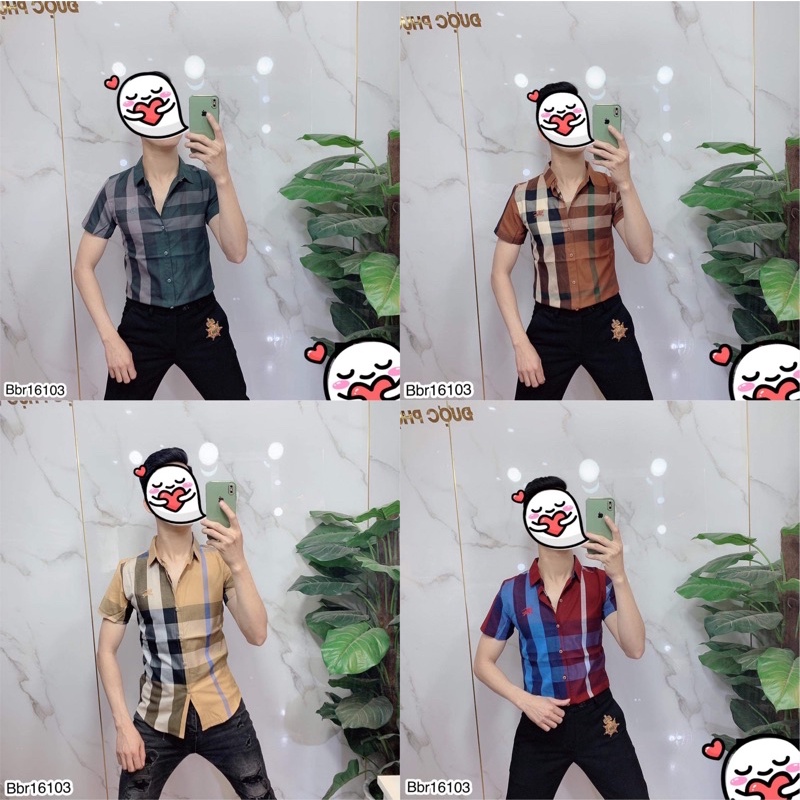 Áo sơ mi cộc tay nam - Áo sơ mi cộc tay Bbr - Sơ mi nam kẻ bbr siêu đẳng hót hít