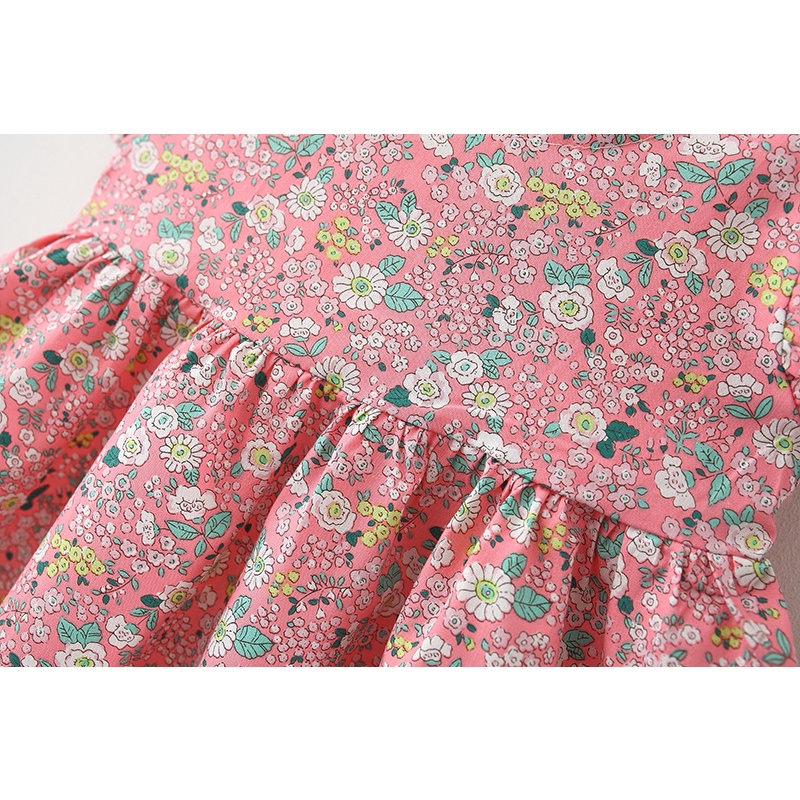 Đầm công chúa  không tay in hoa kèm mũ rơm dễ thương thời trang mùa hè cho bé gái 1-5 tuổi