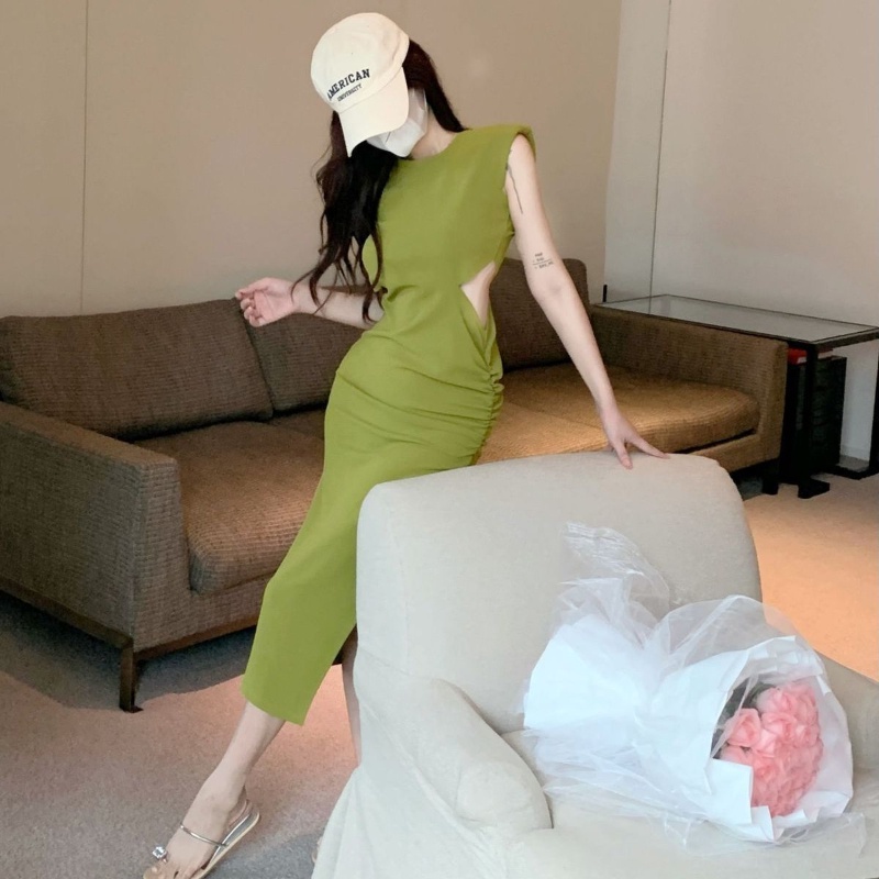 COZOK Đầm Không Tay Xẻ Tà Thời Trang Dành Cho Nữ