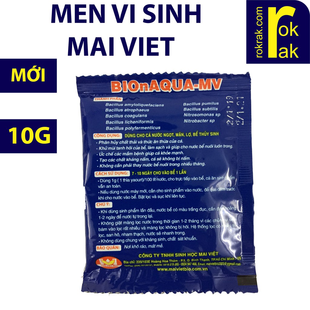 Men vi sinh Mai Việt Chế phẩm sinh học làm sạch bể cá cảnh mới