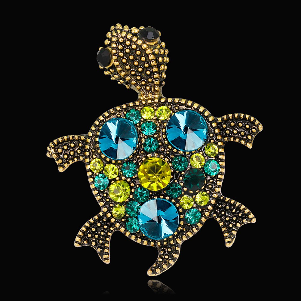 Trâm cài thiết kế hình chú rùa đính đá nhiều màu sang trọng