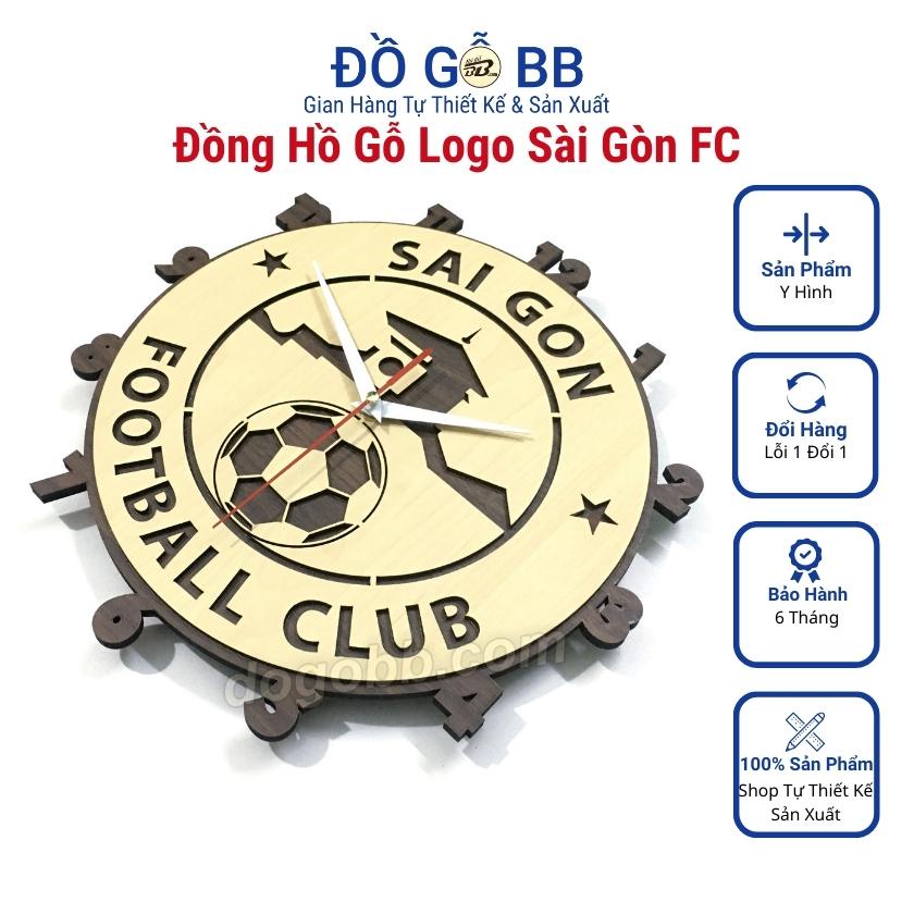 Đồng hồ bóng đá Việt Nam V League logo CLB SÀI GÒN FC decor trang trí treo tường bằng gỗ - Đồ Gỗ BB