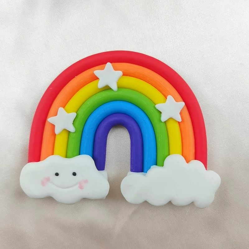 Phụ Kiện Trang Trí Bánh Kem Hình Cầu Vồng Bằng Đất Sét Mềm Nhiều Màu