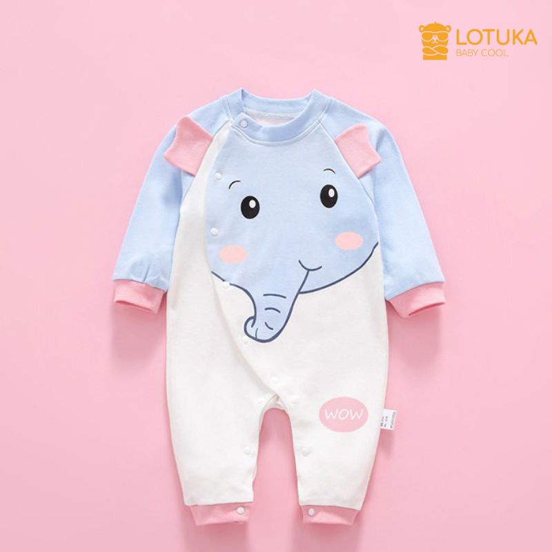 Body Dài Tay LOTUKA Cho Bé Áo Liền Thân Sơ Sinh Chất Cotton Mềm Mịn 3-12kg