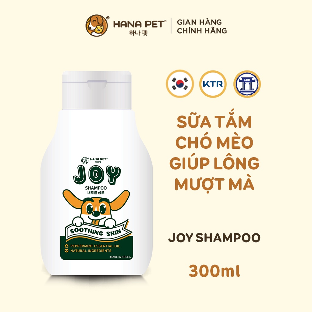 Sữa tắm chó mèo JOY hương bạc hà dưỡng lông dịu da 300ml - Hana Pet Việt Nam