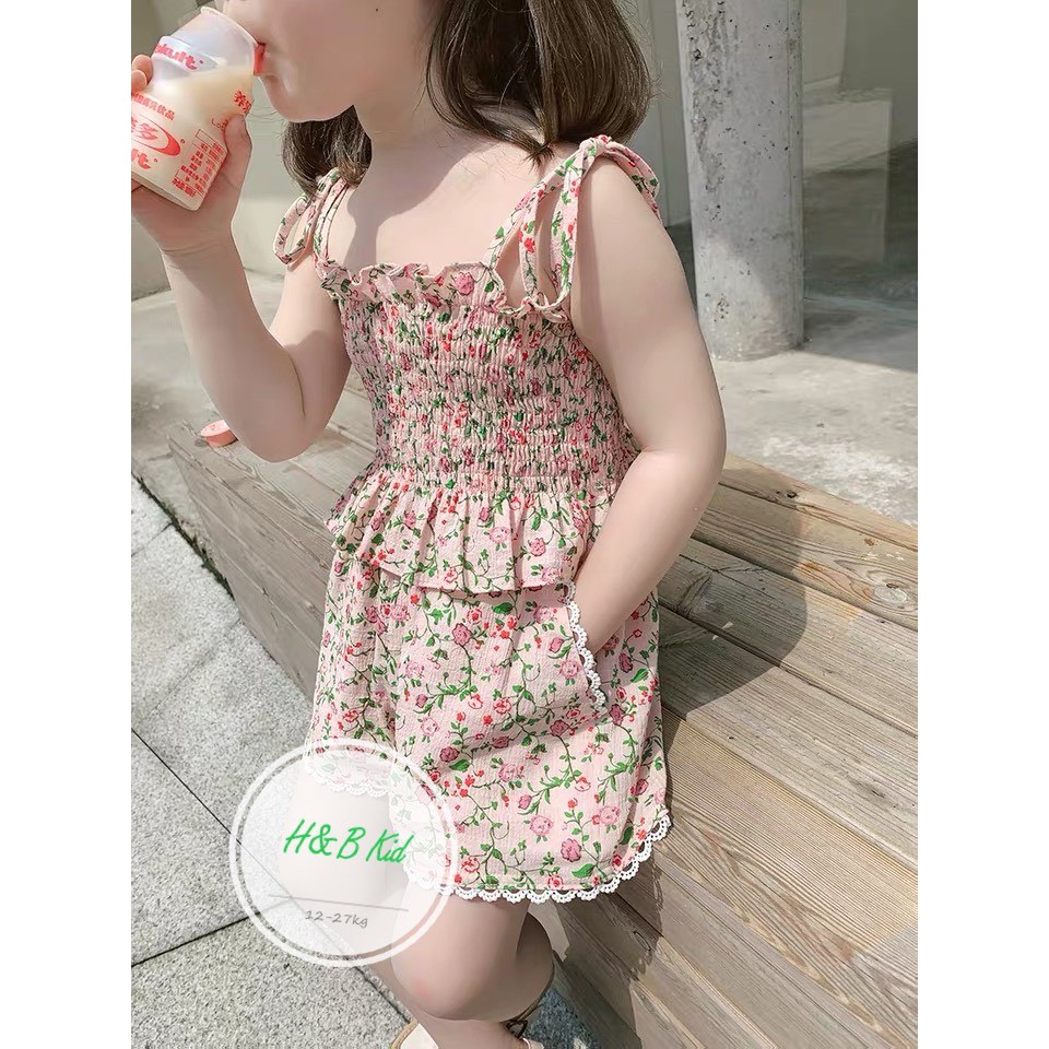 Bộ chun viền ren cute cho bé gái